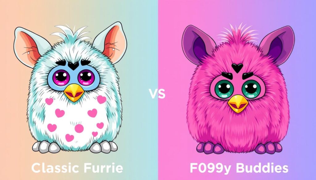 An image comparing original 1998 Classic Furbies and 1999 Furby Buddies