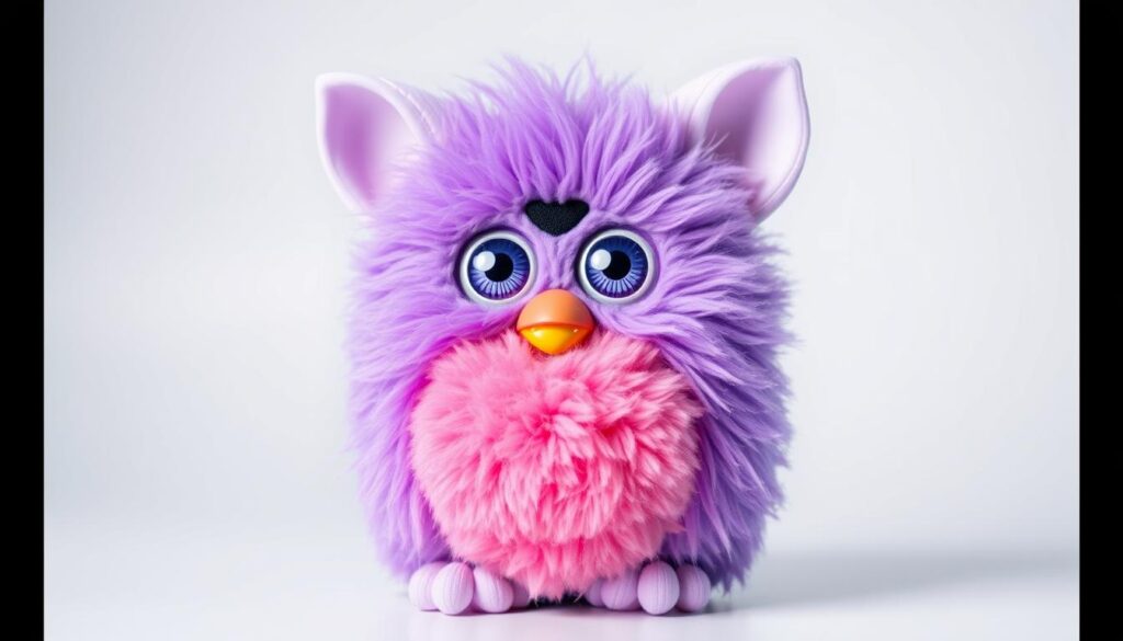 Generate an image of the Purple Furby Baby with Pink Tummy