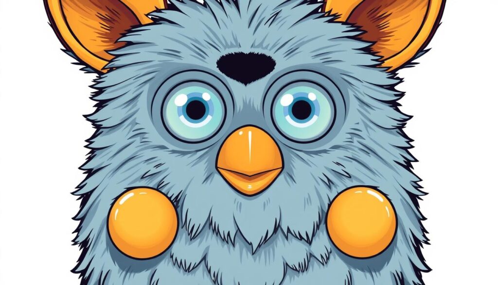 Generate an image of the original Furby toy with its distinctive fur and interactive features.